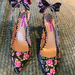 Betsey Johnson floral print heels